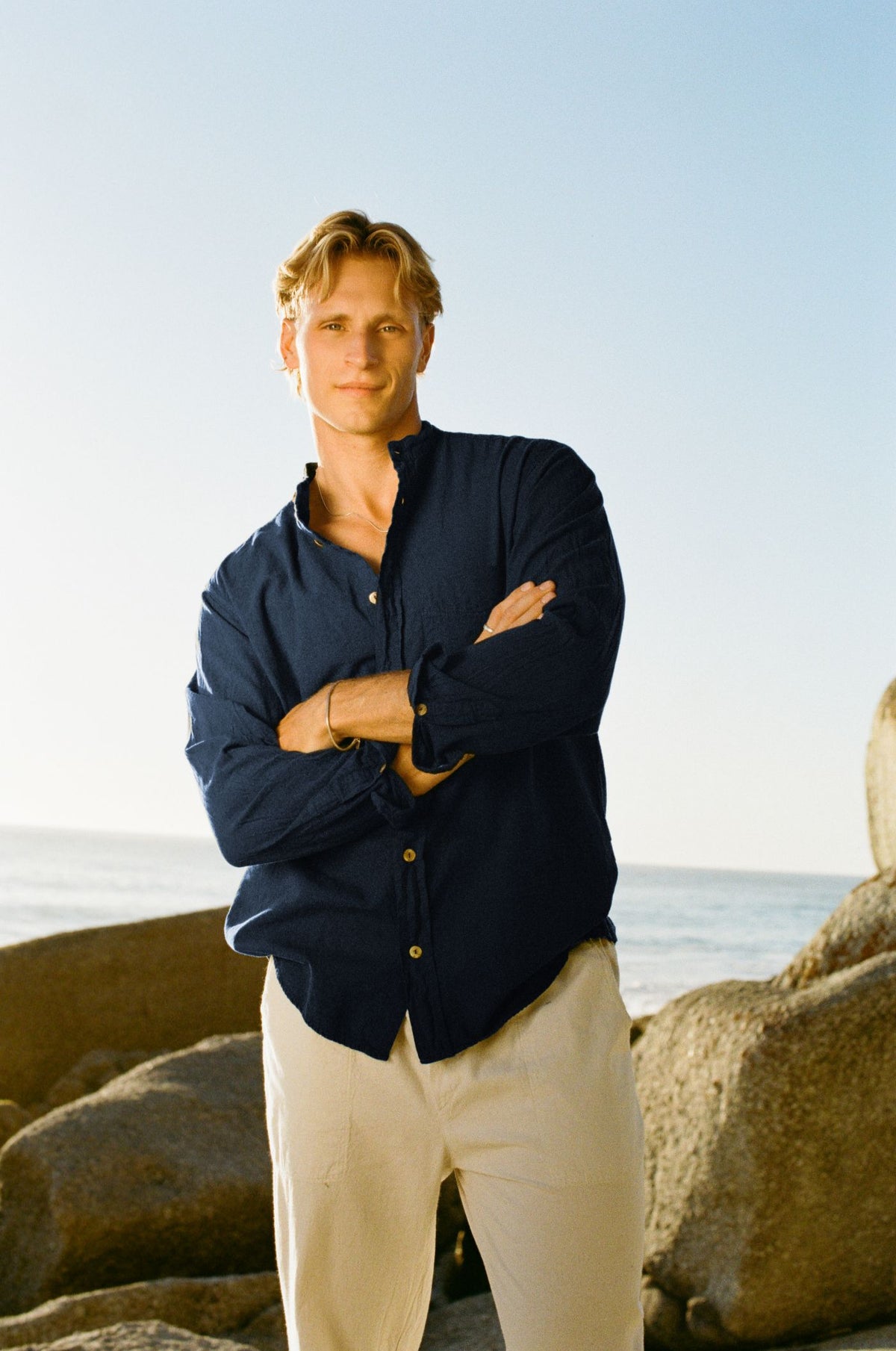 Just Cruizin Mens Shirt - Adam Mandarin Collar Cotton Shirt