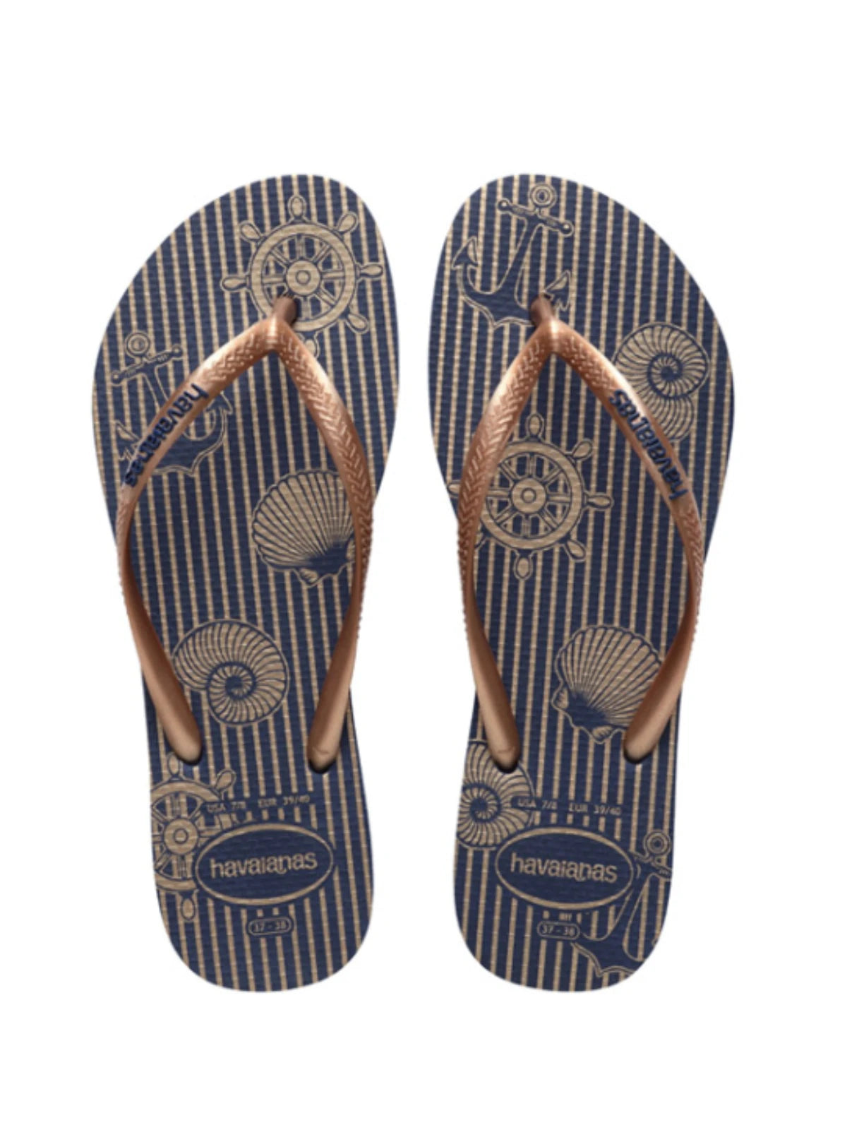 Havaianas Ladies - Slim Nautical Navy - Rose Gold
