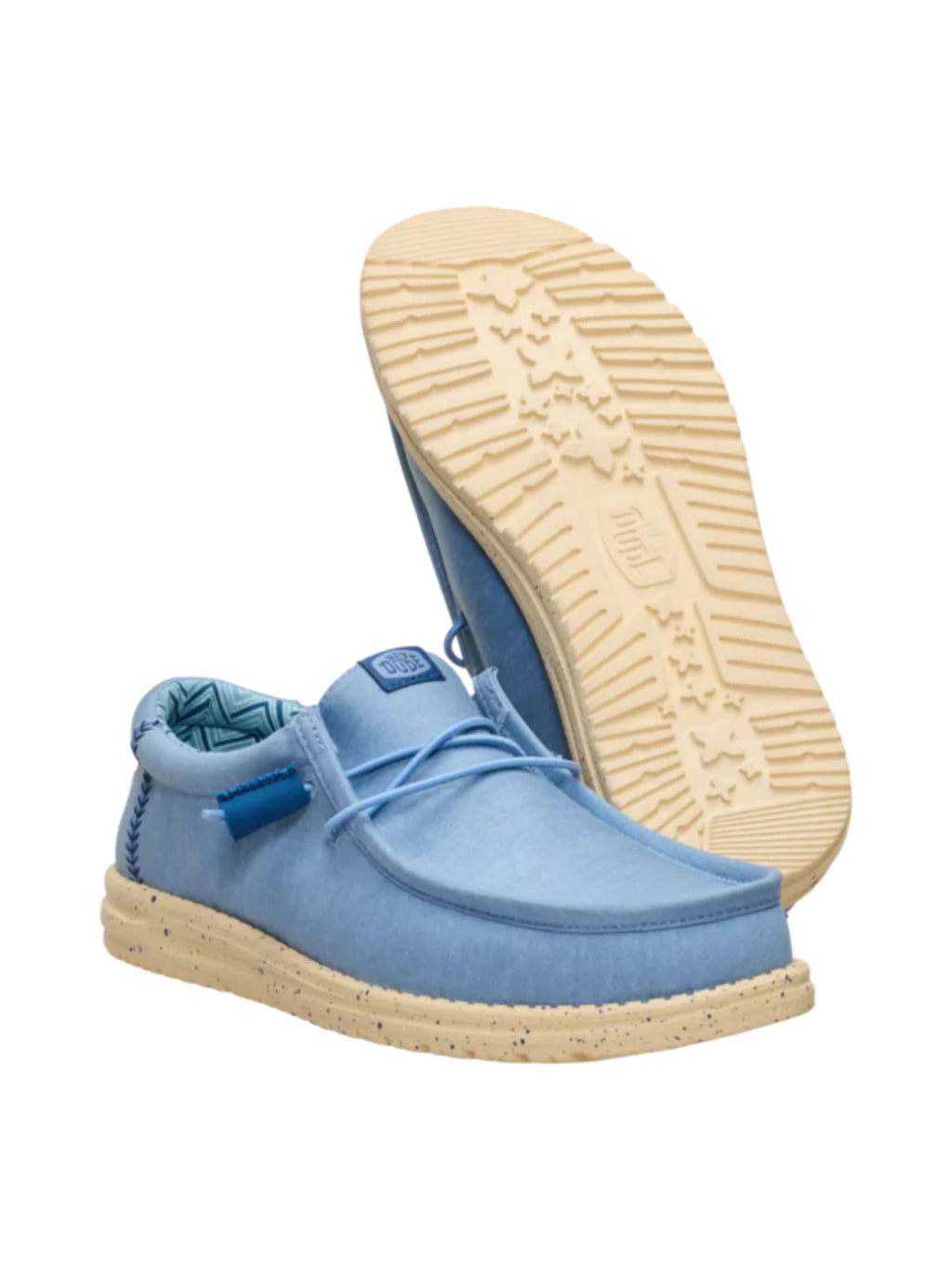 Hey Dude Mens - Wally Stretch Canvas Faded Denim-Boulder Tan