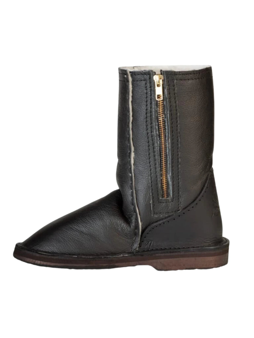 InStep Full Leather Zip-Up Sheepskin Long Boots - Black