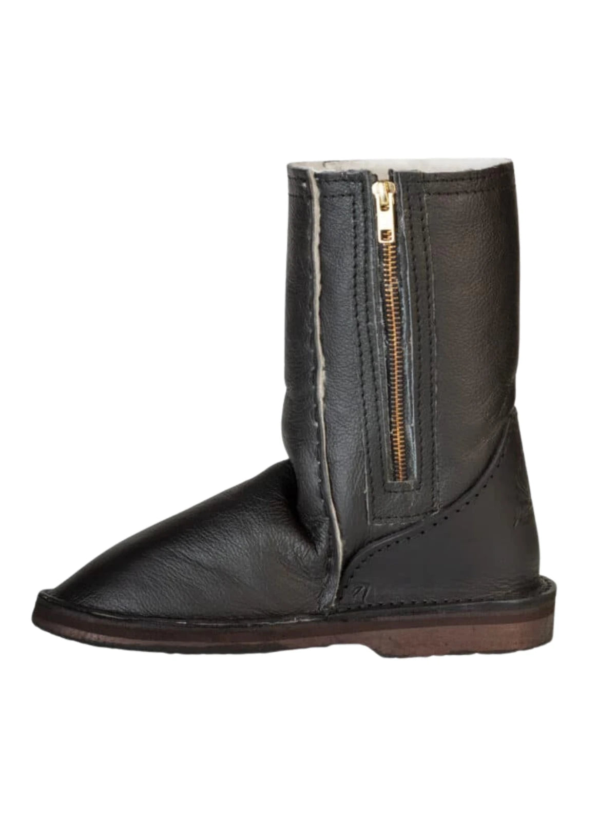 InStep Full Leather Zip-Up Sheepskin Long Boots - Black