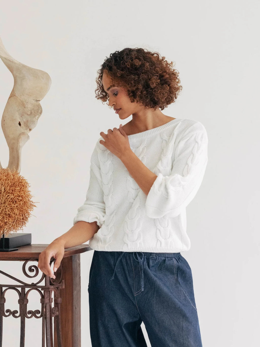 Just Cruizin Ladies Top - Avery Cotton Cable Knit