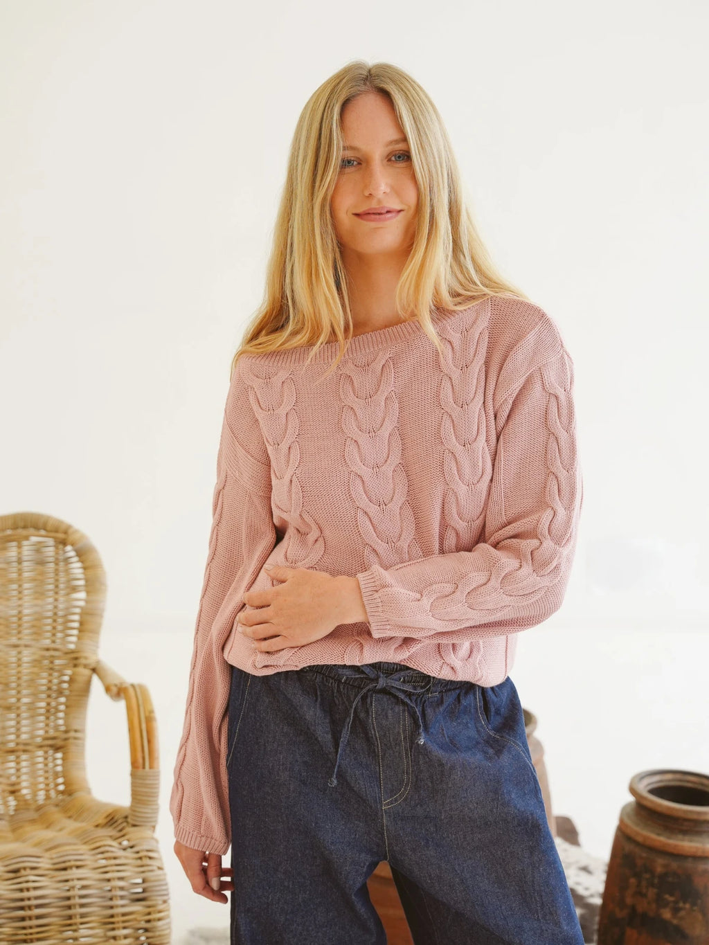 Just Cruizin Ladies Top - Avery Cotton Cable Knit
