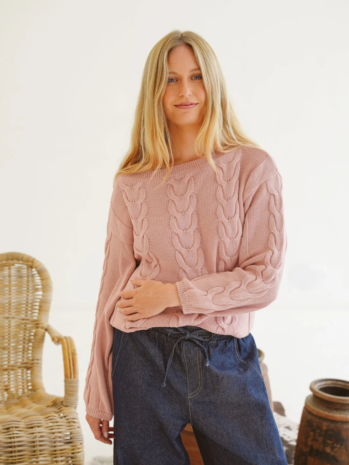 Just Cruizin Ladies Top - Avery Cotton Cable Knit