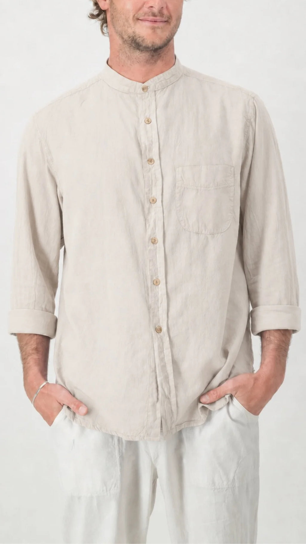Just Cruizin Mens Shirt - Adam Mandarin Collar Cotton Shirt