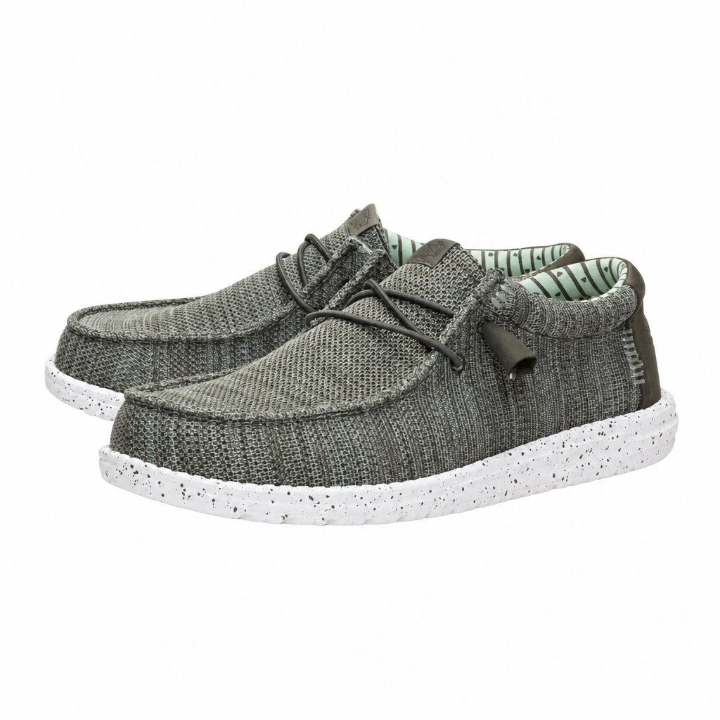 Hey Dude Wally Stretch Sox Tea Leaf Multi shoes on a square white background with padding